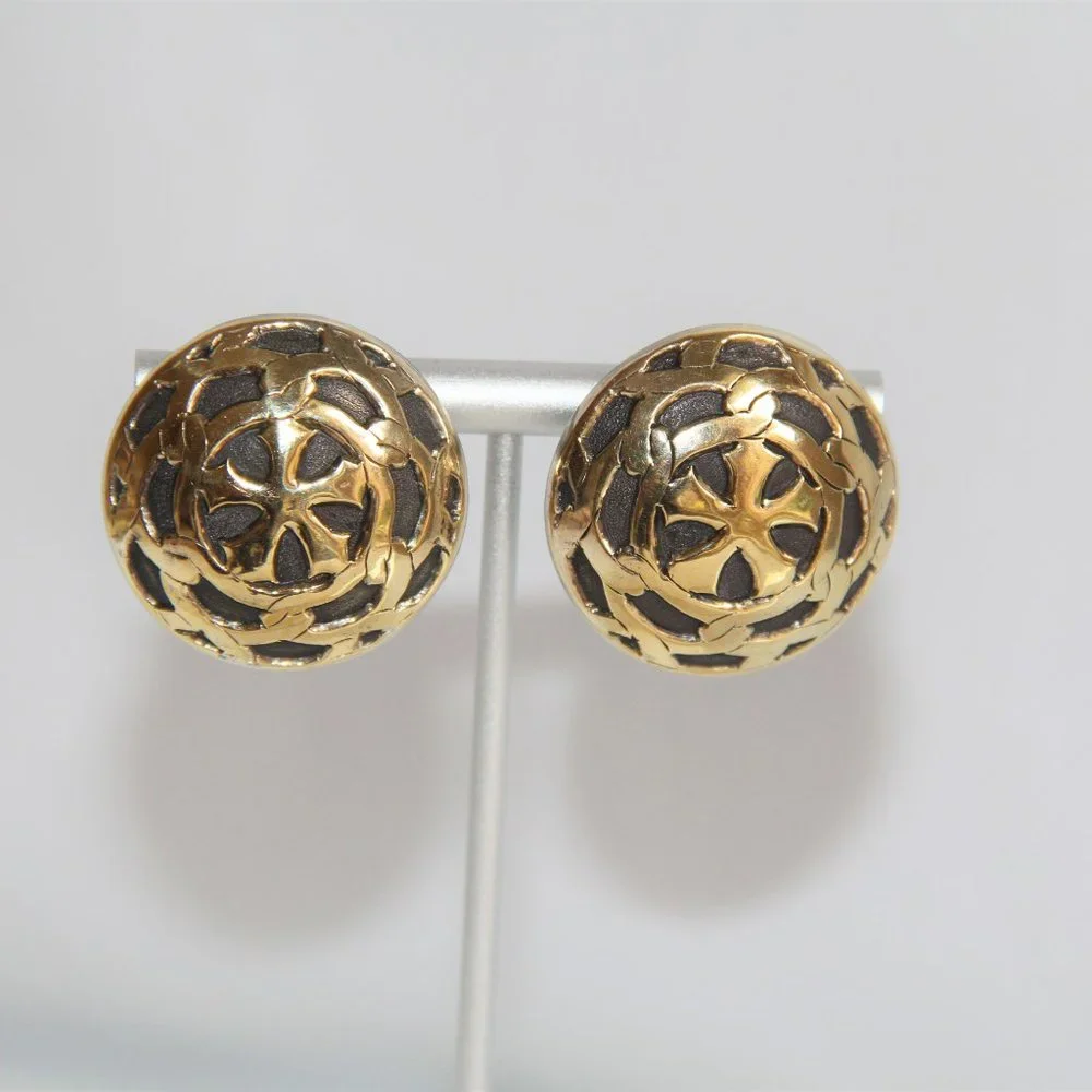 John Hardy Gold Filigree Dome Clip-On Earrings